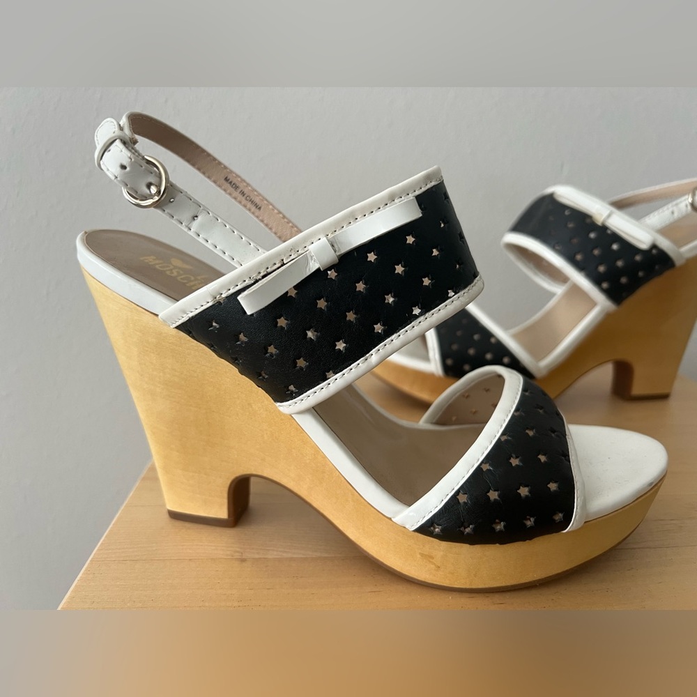 Vintage Love Moschino Black and White Platform Sandals - Picture 9 of 13